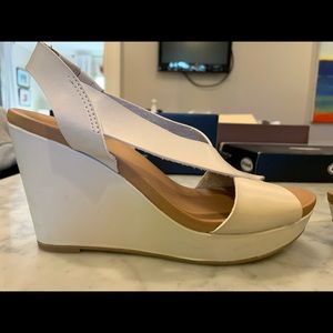 Women’s wedge sandal with 4 inch heals.